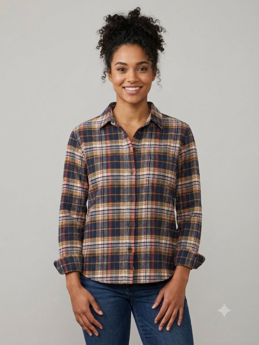 Alpine Design Womens Hike Midweight Flannel Shirt Medium M Plaid Button Down NWT